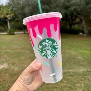 Starbucks Pink and White Drip Party Cup